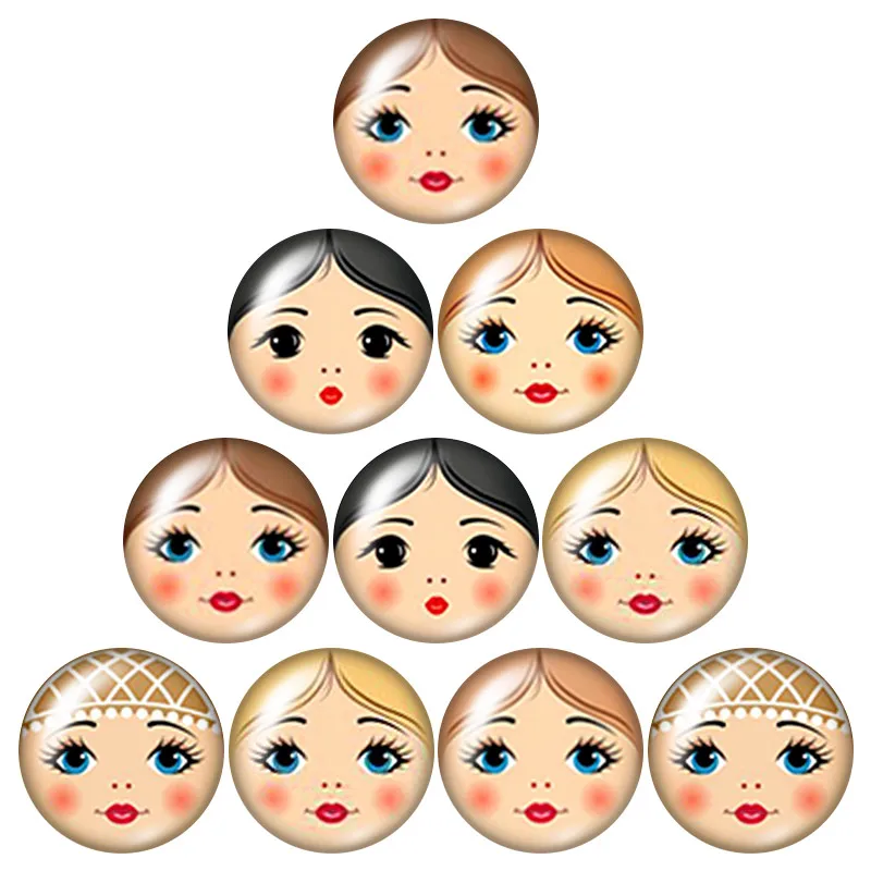 Description Picture 4 of itemматрёшка matryoshka Russian Face 10pcs mixed 12mm/18mm/20mm/25mm Round photo glass cabochon demo flat back Making findings