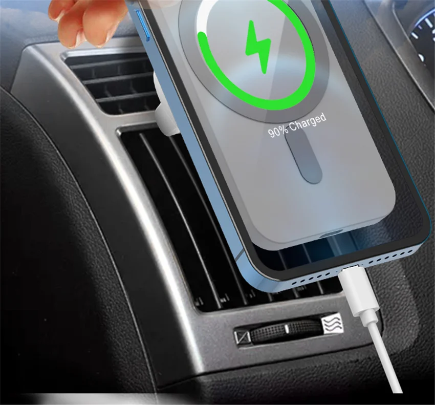 Description Picture 4 of item15W Magnetic Car Wireless Charger for Macsafe iPhone 12 13 14 Pro Max mini Adsorb Fast Wireless Charging Car Phone Holder Stand
