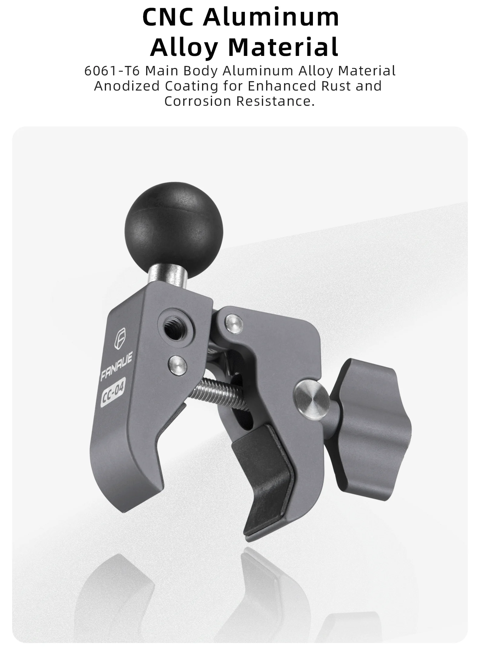 Description Picture 6 of itemFANAUE Aluminum 1'' Ball Handlebar Clamp Mount Base 25.4/17mm Ball Compatible RAM Double Socket Arm for Bike Motorcycle Holder