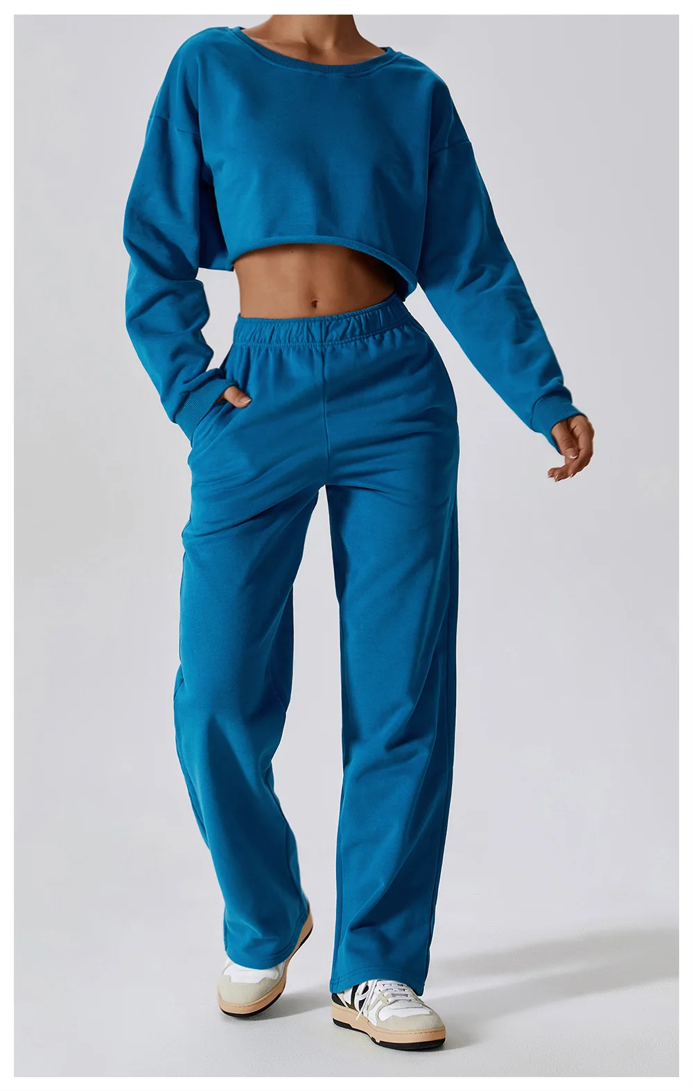 Autumn Joggers Sweatpants Fleece Thicken Straight Wide Leg Pants Women Vintage Solid Casual Soft Trousers Streetwear 2023