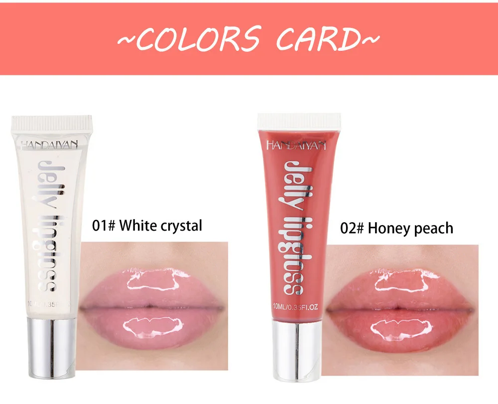 Description Picture 5 of itemHandaiyan Moisturize Jelly Lip Gloss Longlasting Glitter Red Nude Lipstick Liquid Waterproof Lipgloss Makeup