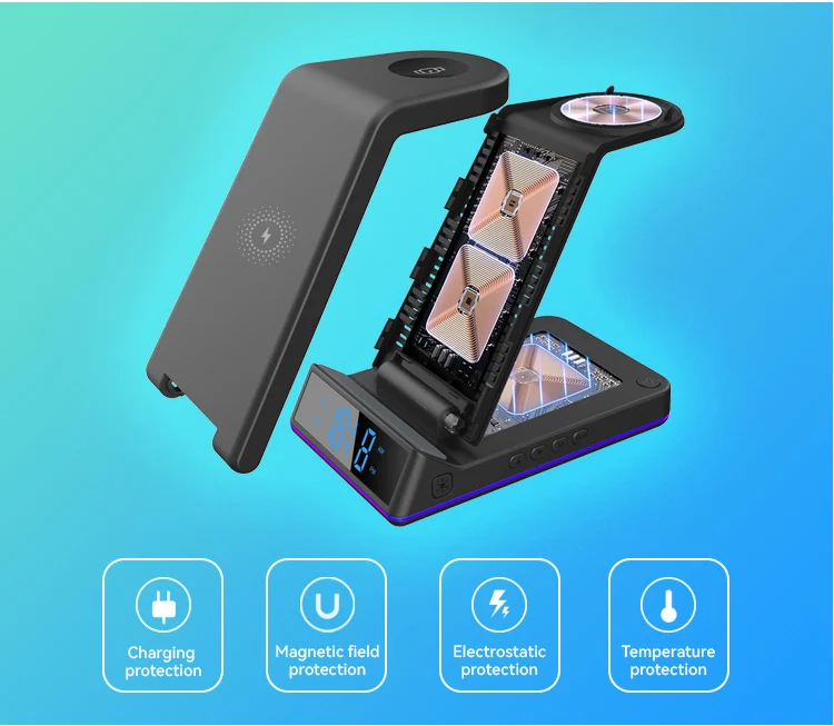 Description Picture 6 of item2022 3 In 1 Wireless Charger for iPhone 13 12 11 XS XR X 8 Plus Fast Charging For Apple Watch 7 6 SE Airpods Pro Dock Station