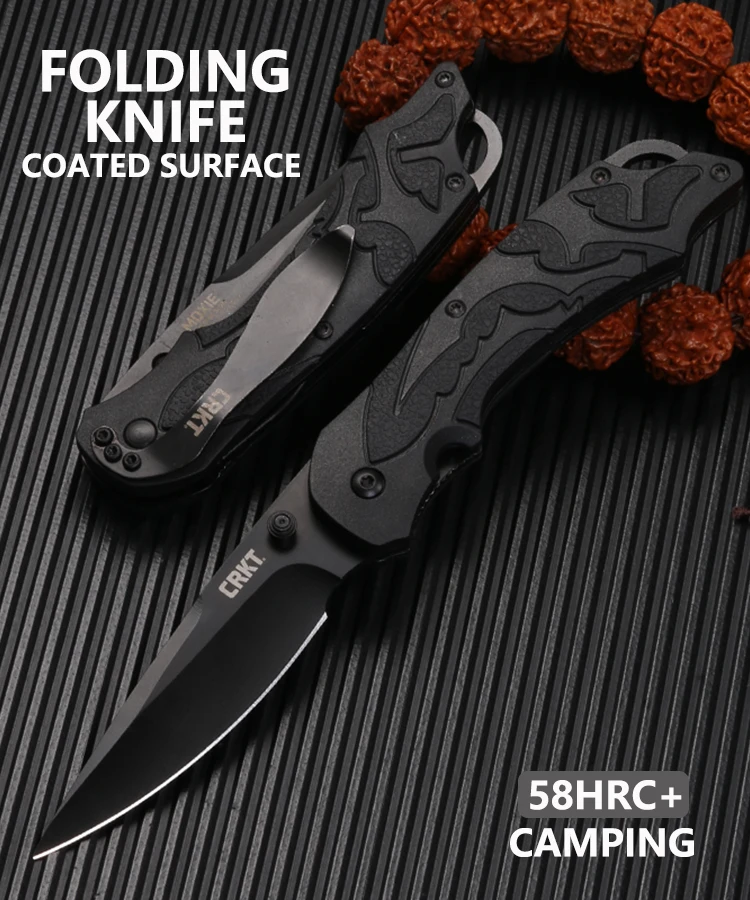 CRKT 7116 Moxie EDC Folding Pocket Knife Military Ourdoor Combat Knives, 3.22'' Black Blade Edc Forces Hunter Multi Hand Tool