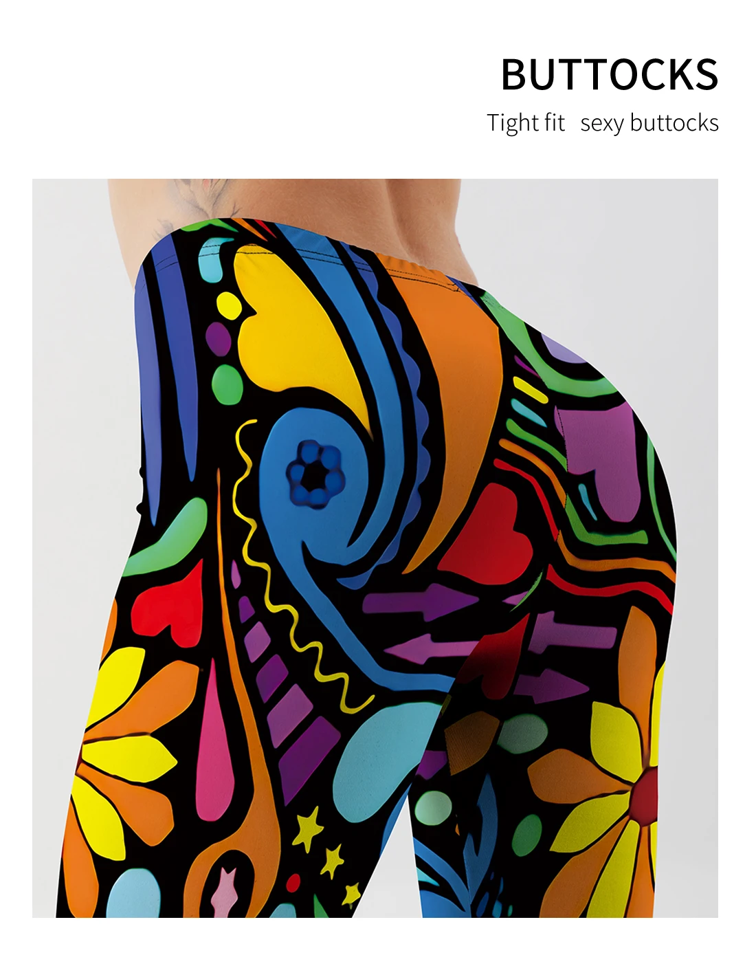 Description Picture 5 of itemFemale Fashion Style Autumn Push Up Skinny Pattern Digital Printing Leggings Outdoor Sportswear Fitness Elastic