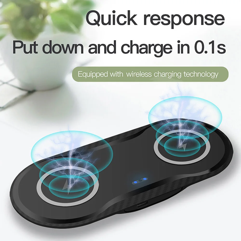Double 2 in 1 Fast Wireless Charger for iPhone 11 12 13 14 X 8 XR AirPods Pro 40W Dual Wireless Charging Station for Samsung S22