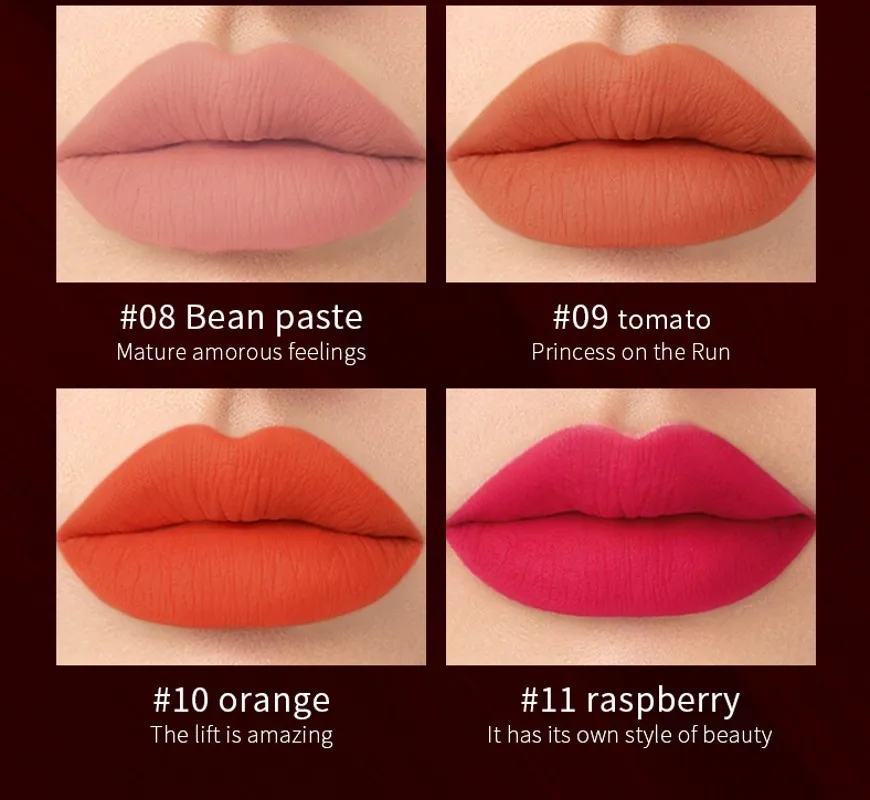 Description Picture 6 of itemWaterproof Matte Velvet Lipstick  12 Colors Long Lasting Red  Pink Lipsticks Non Stick Nude Series  Lip Tint  Cosmetic Makeup