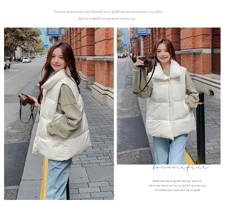 Description Picture 4 of itemWomen Mock Neck Pocket Solid Thermal Coat Vest Zipper Thicken Warm Jacket Casual Puffer Jackets For Women 2023 Fall Winter