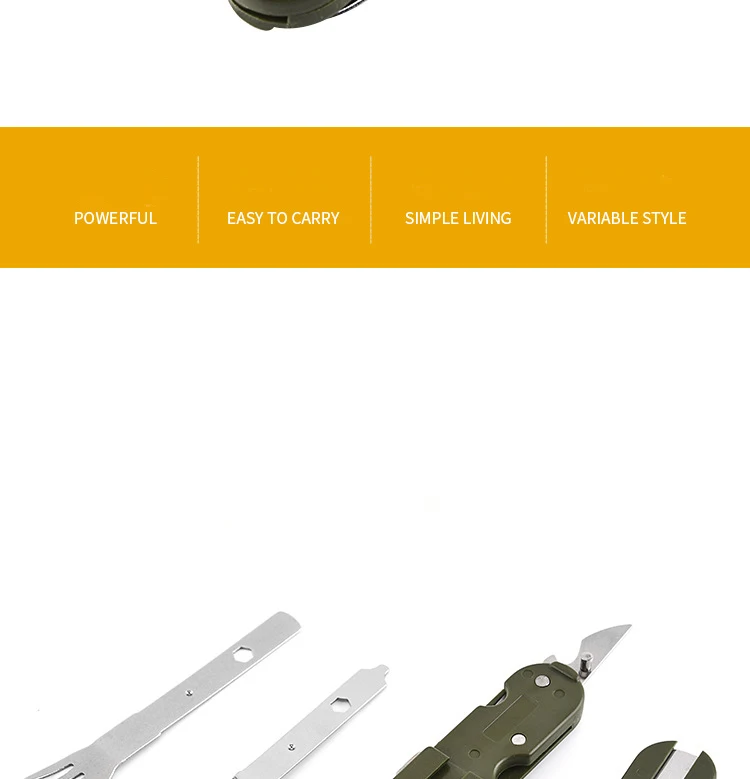 Description Picture 3 of itemCamping Picnic Portable Stainless Steel Army Green Folding Cutlery Knife Fork Spoon Bottle Opener Flatware Tableware Travel Kit