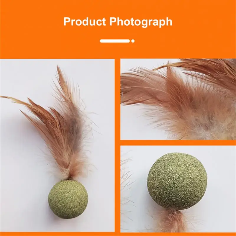 Feather Toy Catnip Ball Teeth Cleaning Hair Removal Ball Cat Snack Funny Interactive Cat Grass Health Stomach Pet Cat Supplies