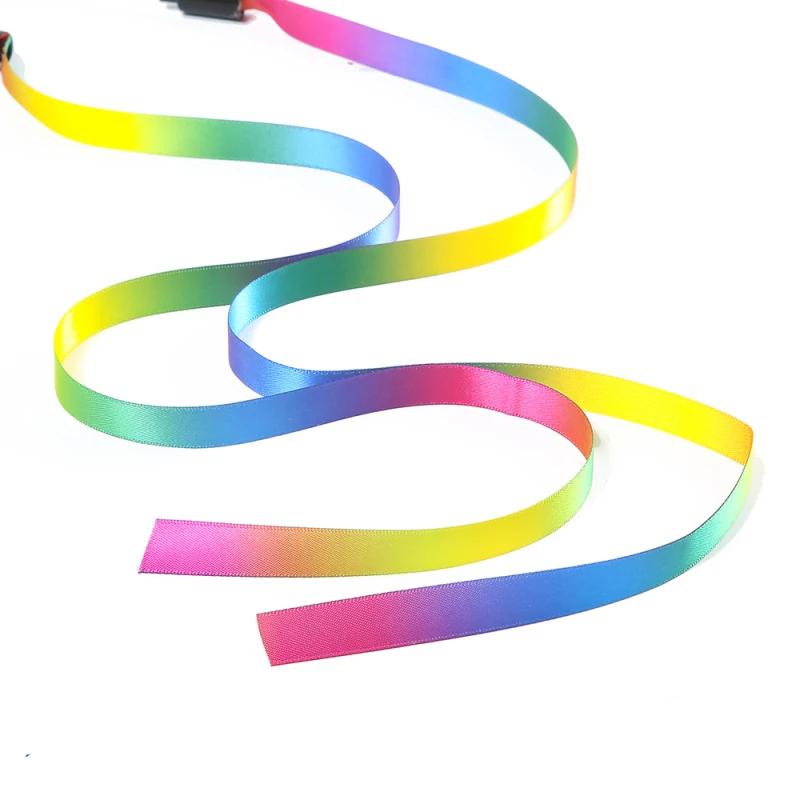 1Pc Funny Rainbow Cat Teaser Stick Toys Double-sided Rainbow Ribbon Funny Cat Stick Plastic Cat Interactive Toys Pet Supplies