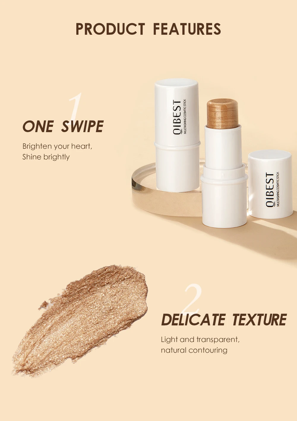 Description Picture 4 of itemQIBEST Highlighter Makeup Glitter Contouring Bronzer For Face  Blush Sticks Shimmer Powder Texture Illuminator Women Cosmetics