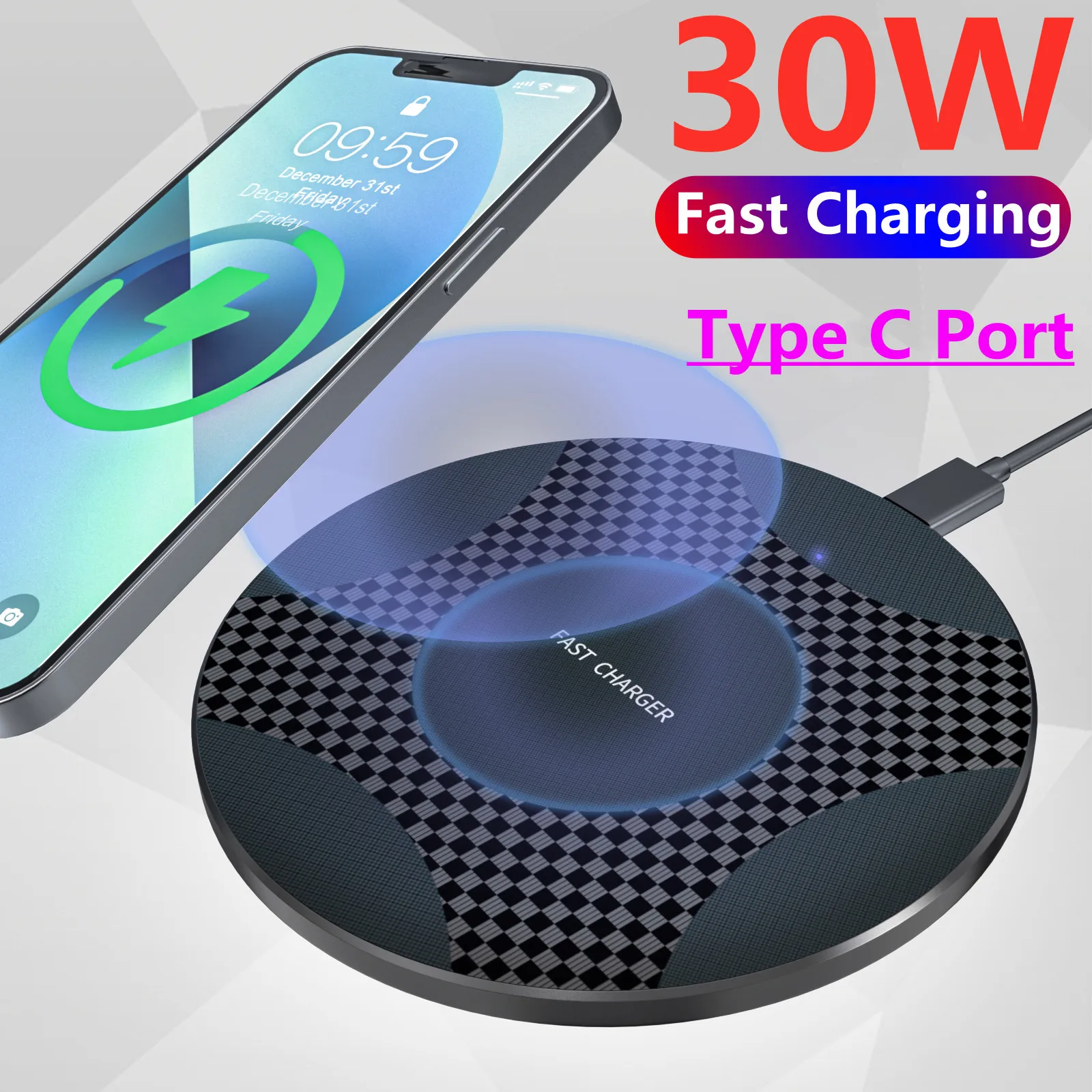 30W  Wireless Charger Pad for iphone 13 12 11 xs max x xr 8 Fast Mobile Phone Charging for Ulefone doogee Samsung note 9 8 s10