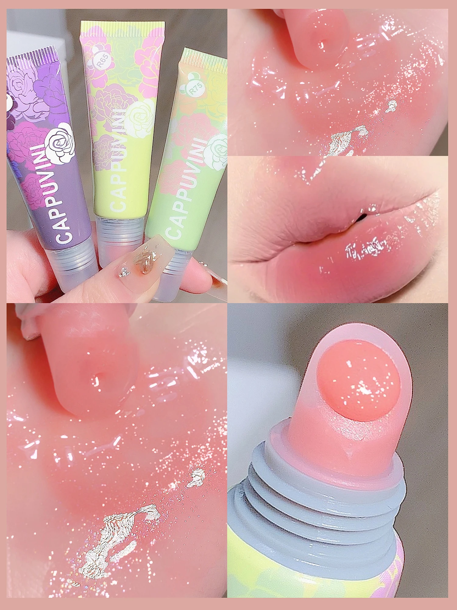 Description Picture 2 of itemPunk Purple Lip Gloss Peach Pink Lip Oil Moisturizing Reducing Lip Lines Nourishes Waterproof Long-lasting Liquid Lip Cosmetics