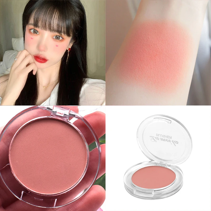 Description Picture 5 of item6 Colors Single Blush Palette Face Cream Concealer Foundation Powder Waterproof Lasting Face Rouge Powder Natural Peach Blusher