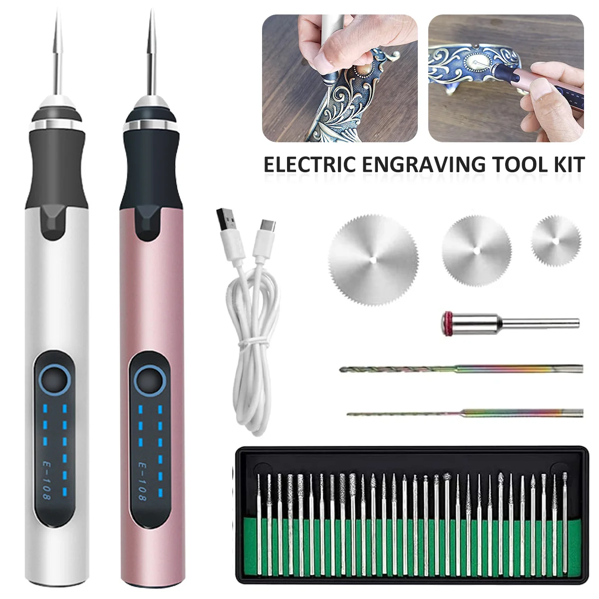 Description Picture 2 of itemMini Electric Cordless Drill Tools Set DIY Engraving Pen USB Rechargeable Grinding Machine Engraver Of Speeds Cordless Rotary