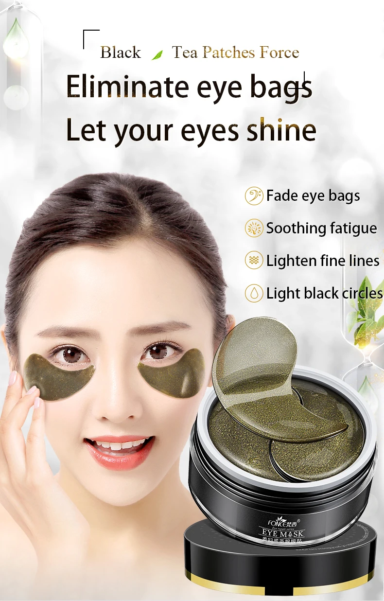 Description Picture 2 of itemKorean Skin Care Black Tea Collagen Gel Eye patches Mask Plant for eyes Remover dark circles Anti Age Bag Eye Wrinkle 60 Piece
