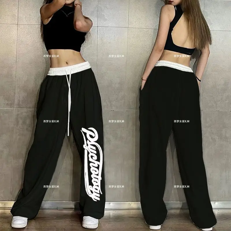 Description Picture 3 of itemHip Hop Women Casual Dance Sweatpants Spring Autumn Streetwear Fashion Elastic High Waist Loose Cotton Jogging Sports Trousers