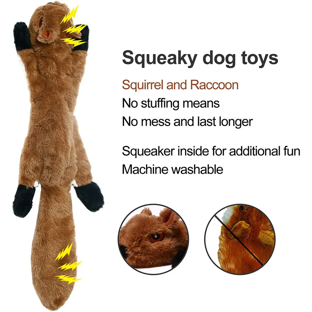 Description Picture 4 of itemFunny Simulated Animal No Stuffing Dog Toy with Squeakers Durable Stuffingless Plush Squeaky Dog Chew Toy Crinkle Pet Squeak Toy