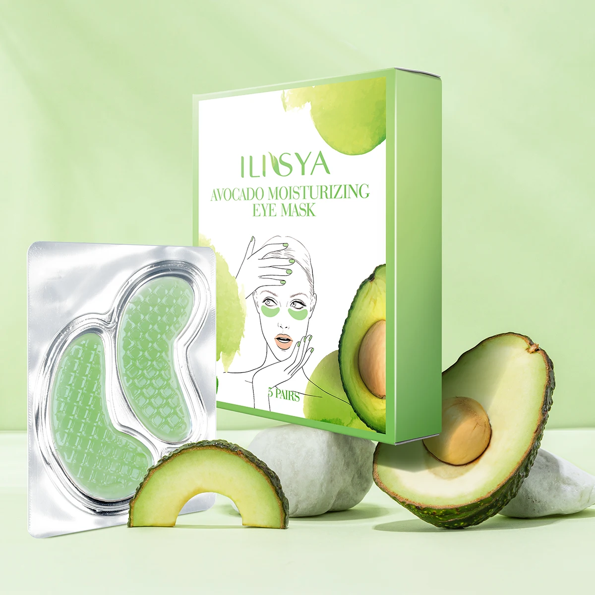 Description Picture 4 of item5 Pairs Avocado Under Eye Patches Eye Gel Pads Reduce Dark Circles Puffy Eyes Undereye Bags Wrinkles