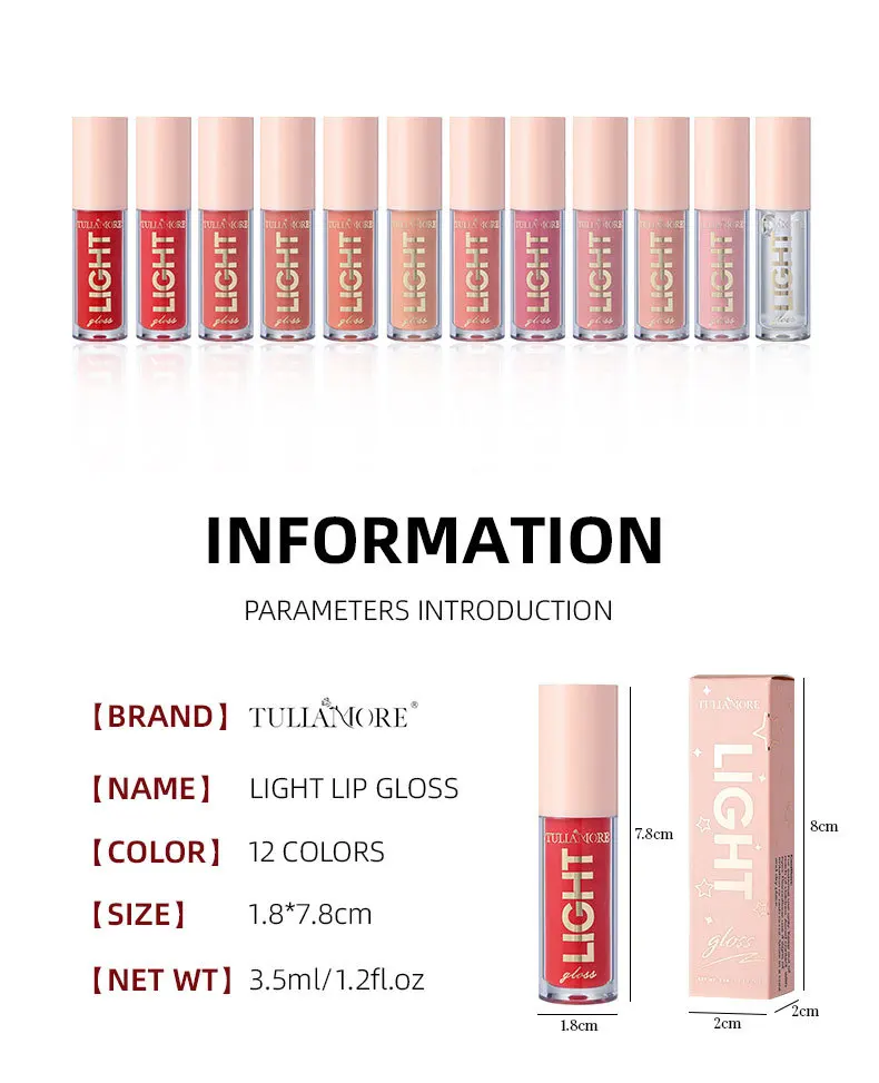 Description Picture 3 of item12 Colors Mirror Pearl Lip Gloss Waterproof Long Lasting Moisturizing Lipstick Shine Glitter Lip Gloss Women Makeup Cosmetic