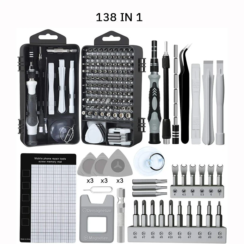 Screwdriver Tool Set Phone Computer Maintenance Disassembly Tool Multifunctional Manual Screwdriver Set 122 in 1 or 138 in 1