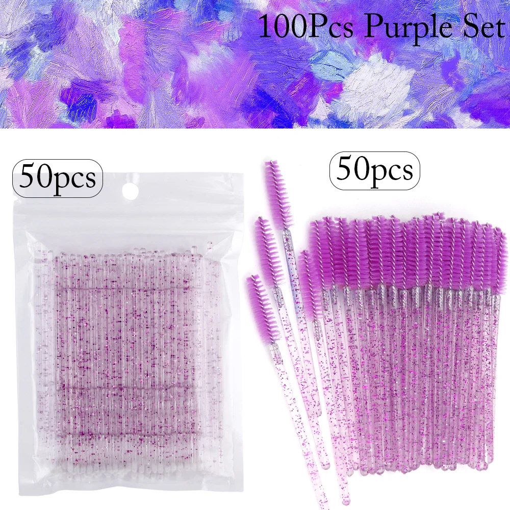 50Pcs Micro Brushes 50Pcs Eyelash Brushes Disposable Applicators Mascara Wands Spoolie Cosmetics Lash Extension Makeup Tools