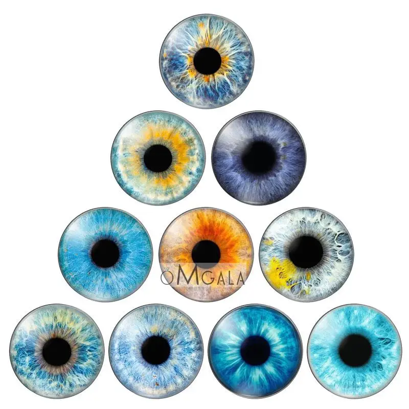 Description Picture 2 of itemIn Pairs Mixed with 8mm 10mm12mm 18mm 20mm 25mm Round Dragon Eyes Glass Cabochon Flatback Photo Cameo DIY Accessories 10pcs/lot