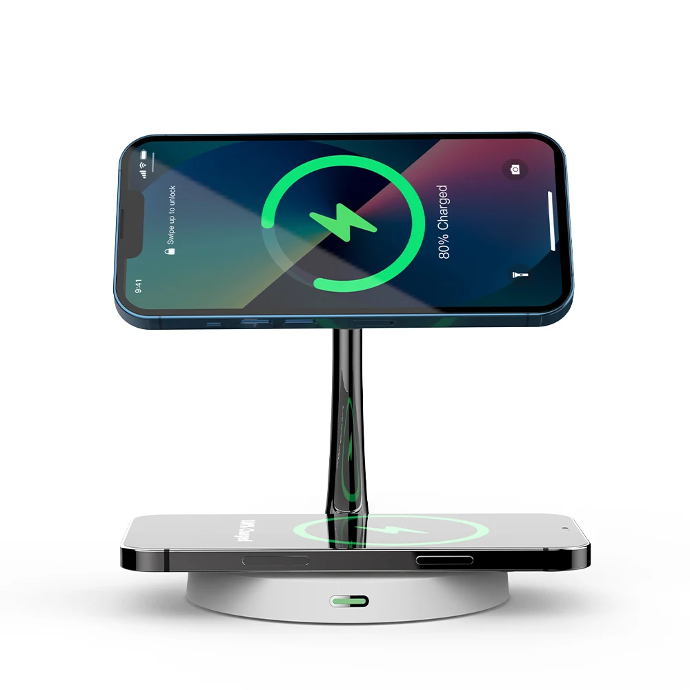 2 IN 1 Wireless Charger Stand For iPhone 14 13 12 Pro Max Phone Wireless For iPhone 13 12 mini 15W Fast Charging Dock Station