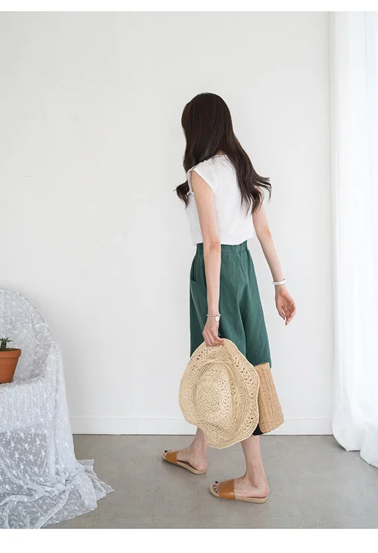 Women's Clothing Summer 2023 Cotton and Linen Casual Shorts Plus Large Size Elastic Waist Five-point Wide-leg Pants