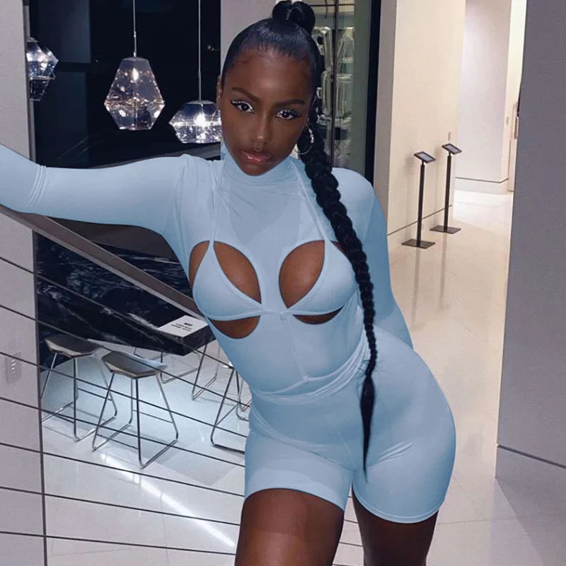 Description Picture 4 of itemCINESSD Fashion Street Solid Color Sports Women Two-piece Sets 2024 Spring Long Sleeve Hollow Out One-piece Pants Vest WS285