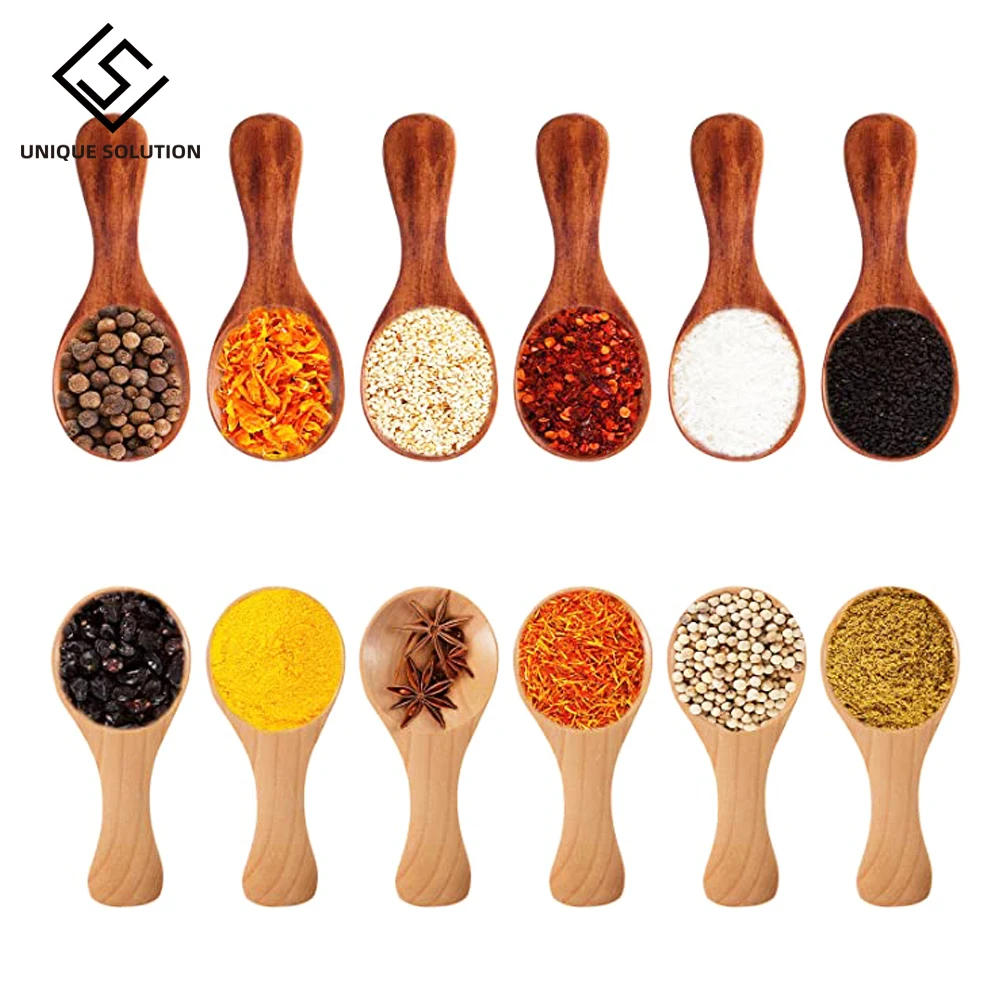 Description Picture 3 of itemSmall Wooden Salt Spoon Solid Wood Condiments Spoon Handmade Honey Teaspoon Seasoning Sugar Coffee Tea Jam Mustard Ice Crea