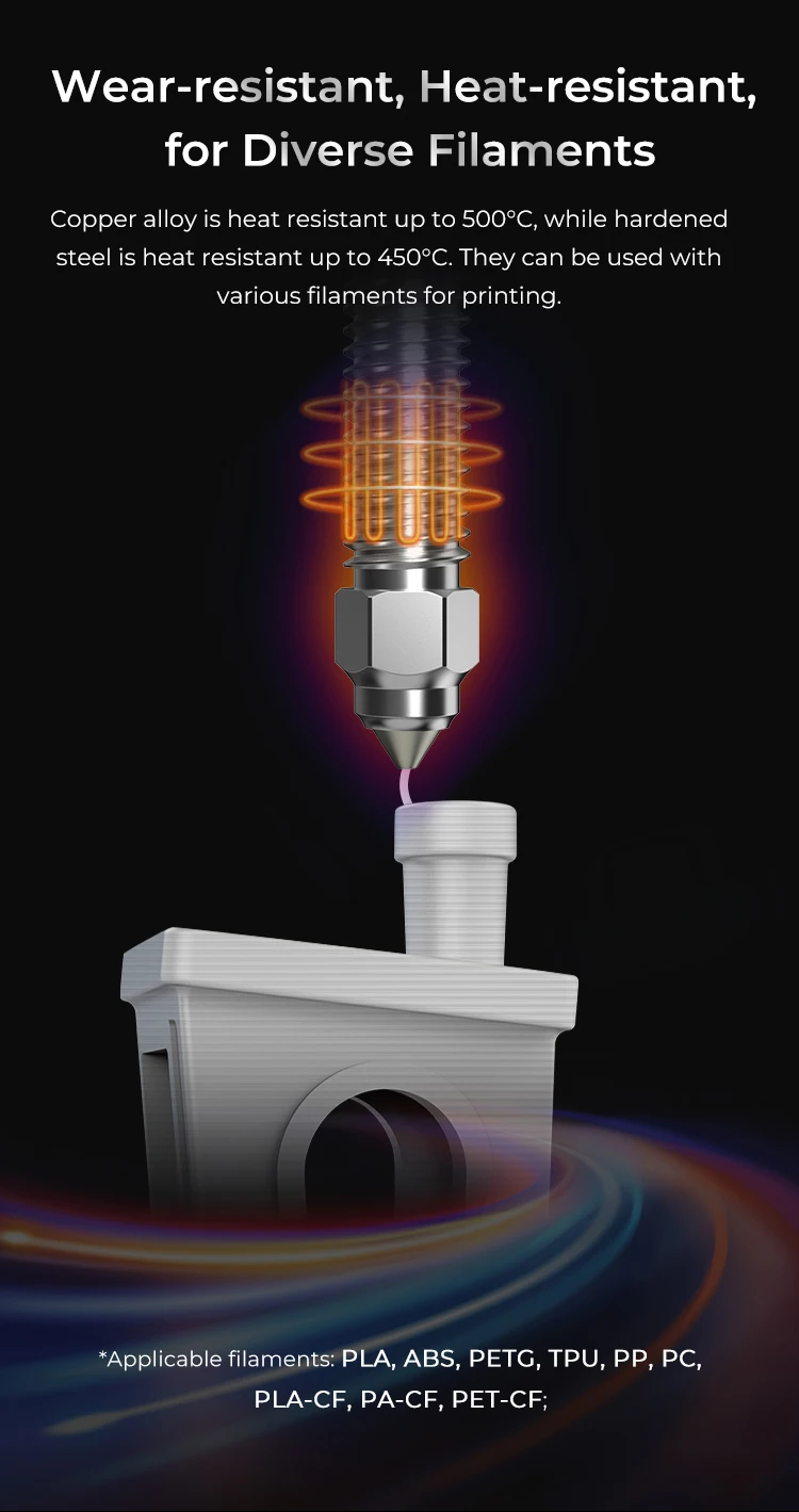 Description Picture 4 of itemCREALITY K1 Max High Flow Nozzle Kit Bimetallic Material Smooth Inner Wall Smooth Extrusion Uniform Feeding