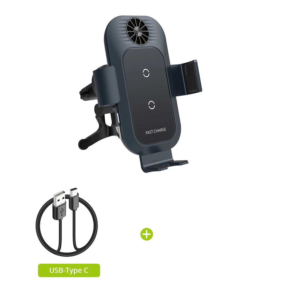 Bonola Automatic Clamping Car Wireless Charger with Cooler Fan for Samsung Z Flip 5 Phone GPS Navigation Wireless Chargers Mount