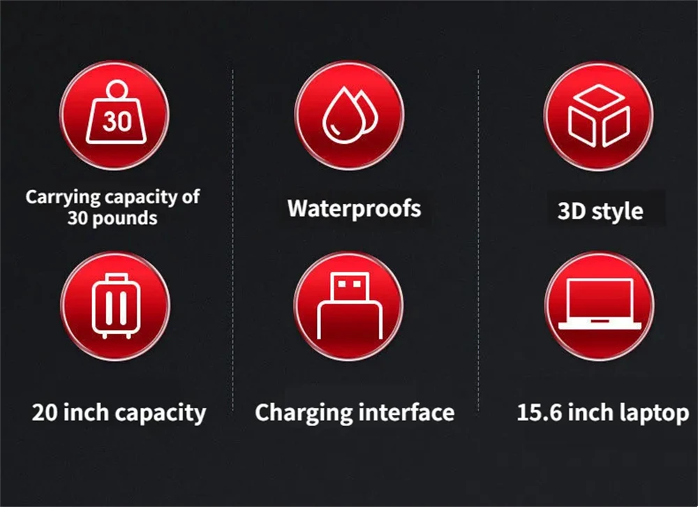 Description Picture 5 of itemLarge Capacity Men's Business Backpack Waterproof USB Charging Travel Backpack 16 Inch Macbook Pro 13 Case Laptop Backpack