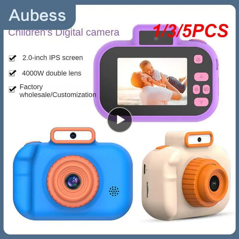 1/3/5PCS Children's Digital Camera Front Rear Dual-camera 2 Inch IPS Screen USB Charging with Lanyard Portable Toddler Camera