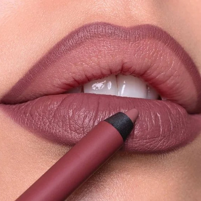 12 Colors Matte Lip Liner Pencil Sexy Red Contour Tint Lipstick Pen Lasting Non-stick Cup Lipsticks Moisturising Lips Cosmetics