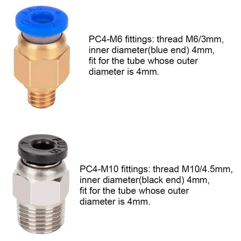 Description Picture 4 of item2Pcs 1M Bowden PTFE Tubing with 4Pcs PC4-M6 & 4Pcs PC4-M10 Pneumatic Fittings Kit for 1.75mm Filament 3D Printer Parts