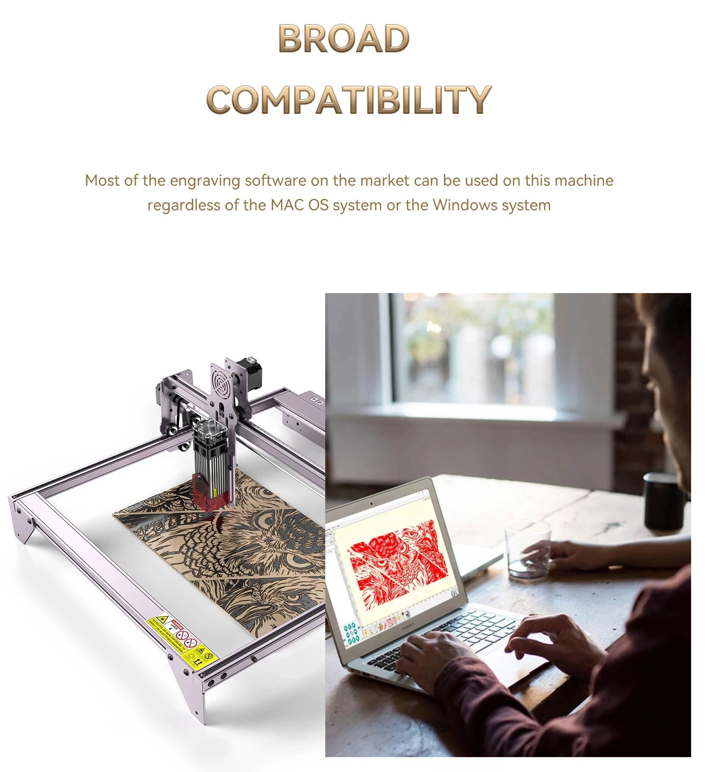 Description Picture 6 of itemATOMSTACK A5 Pro+ 40W Laser Engraver CNC Desktop DIY  Laser Engraving Cutting Machine with 410x400 Engraving Area