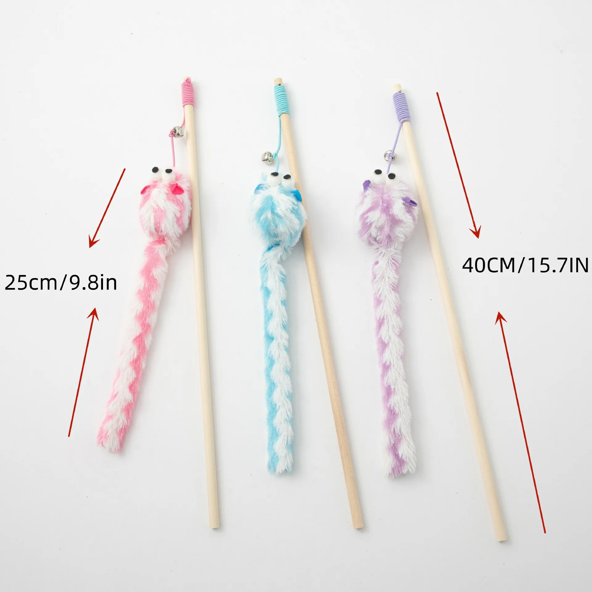 Description Picture 5 of itemCat Toy Plush Cat Teaser Wand with Bell Cat Interactive Toy Funny Simulated Mouse Rod Teaser Wand Pet Cat Supplies Cat Accessory