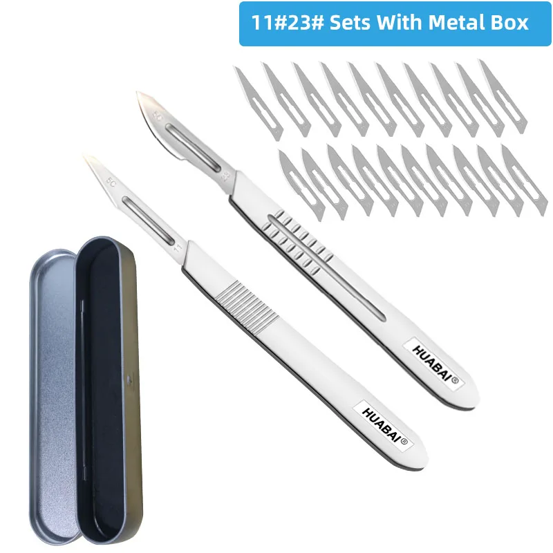 Description Picture 2 of item11# 23# Carbon Steel Carving Metal Scalpel Handle With 10pcs Blades Engraving Craft Knife Non-Slip Surgical Scalpel Knife Paper