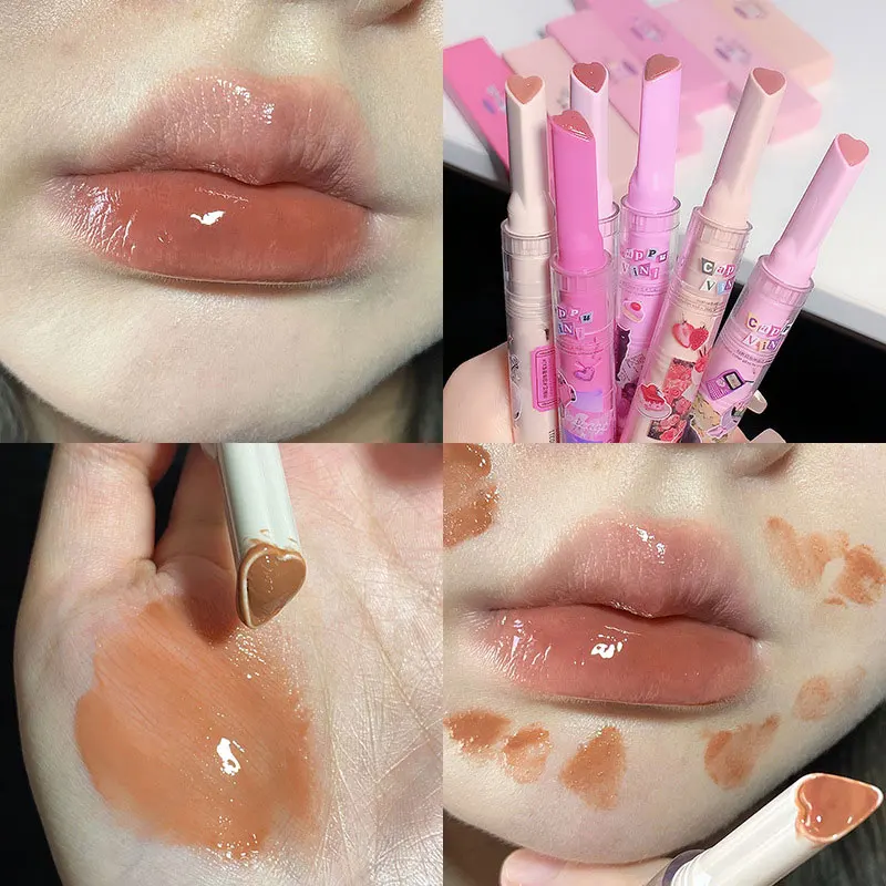 Jelly Lip Glaze Mirror Water Lipstick Pen Moisturizing Lip Plumper Long-lasting Non-stick Cup Waterproof Lips Makeup Cosmetics