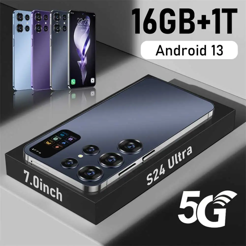 New Original S24 Ultra Smartphone 5G 7.0HD 16G+1T Dual Sim Cellphones Android Cell Phone Unlocked 72MP 7000mAh Mobile Phone