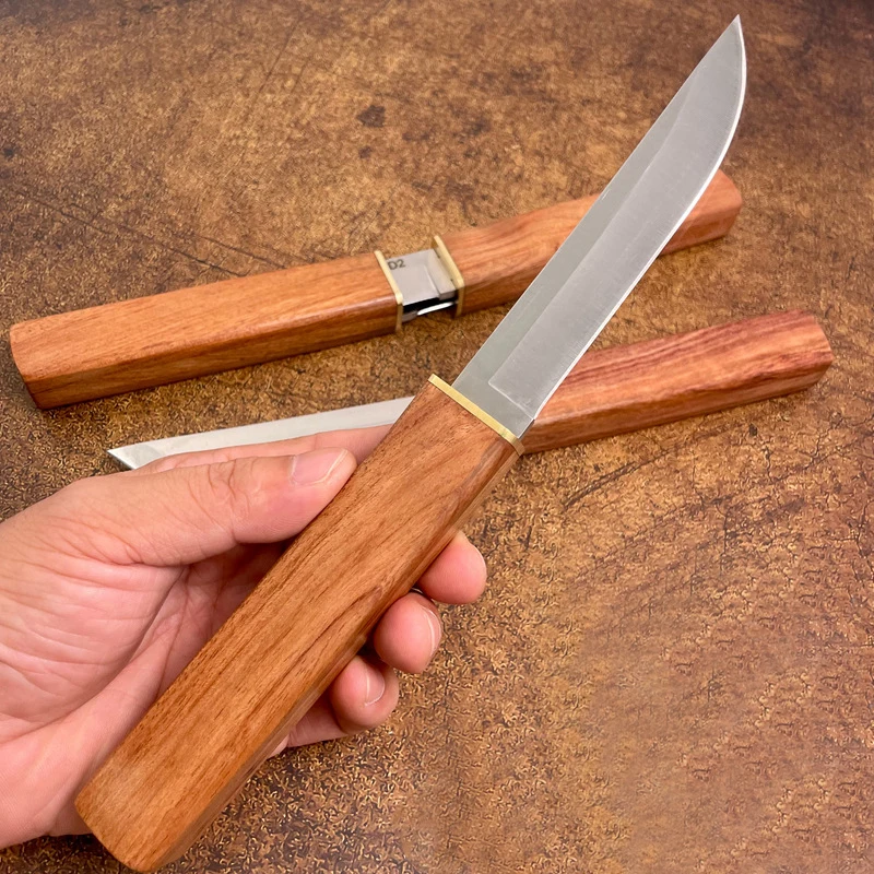 Description Picture 4 of itemNew style D2 steel son mother 2-in-1 double knife high hardness sharp knife outdoor portable multi camping survival knife