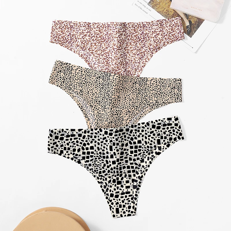 Description Picture 4 of itemBZEL 3PCS/Set Women's Panties Fashion Leopard Bikini Sexy Thongs Seamless Underwear Silk Satin Lingerie Sports Fitness G-Strings