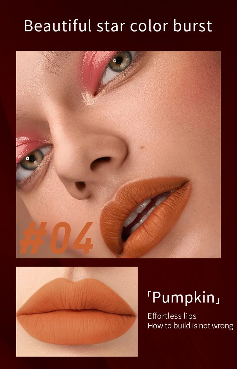 Description Picture 2 of itemWaterproof Matte Velvet Lipstick  12 Colors Long Lasting Red  Pink Lipsticks Non Stick Nude Series  Lip Tint  Cosmetic Makeup