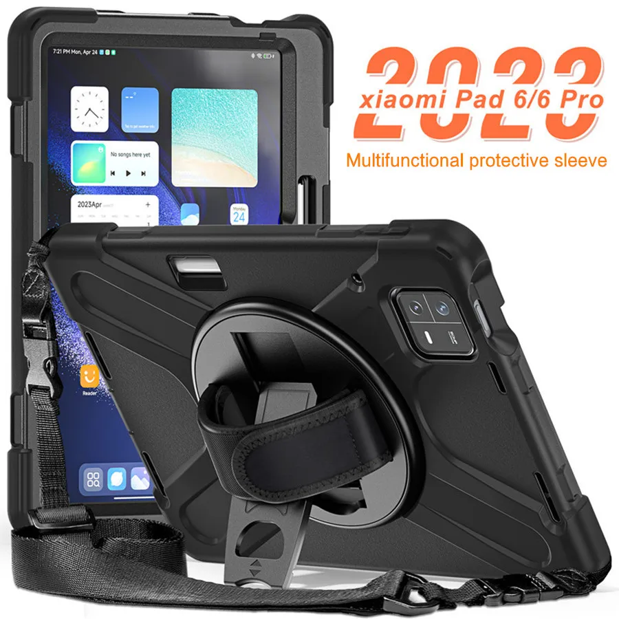 HUWEI For Iconic Brand Pad 6 5 Pro Case Shockproof Kids Protection Cover For Iconic Brand Mi Pad 6 MiPad 6 Pro Case Kickstand Shoulder strap