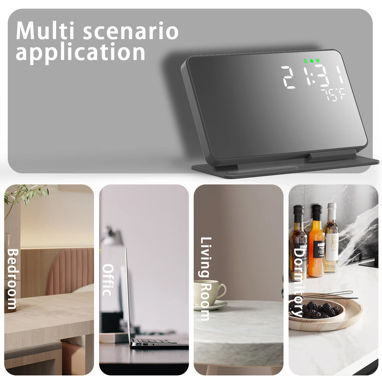 Description Picture 4 of item3 in 1 Wireless Charger For iPhone 14 13 12 Pro Apple Watch S8 7 15W Fast Charging Dock Station Desktop LED Digital Alarm Clock