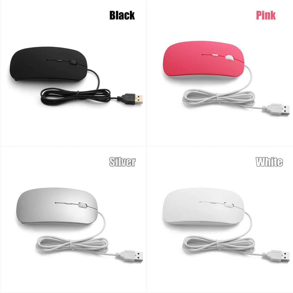 Description Picture 3 of item4 Colors Ultra Thin USB Wired Mouse 1600 DPI Mice Mute Button For Laptop PC Wired Mouse For MacBook Air Pro Computer Peripherals
