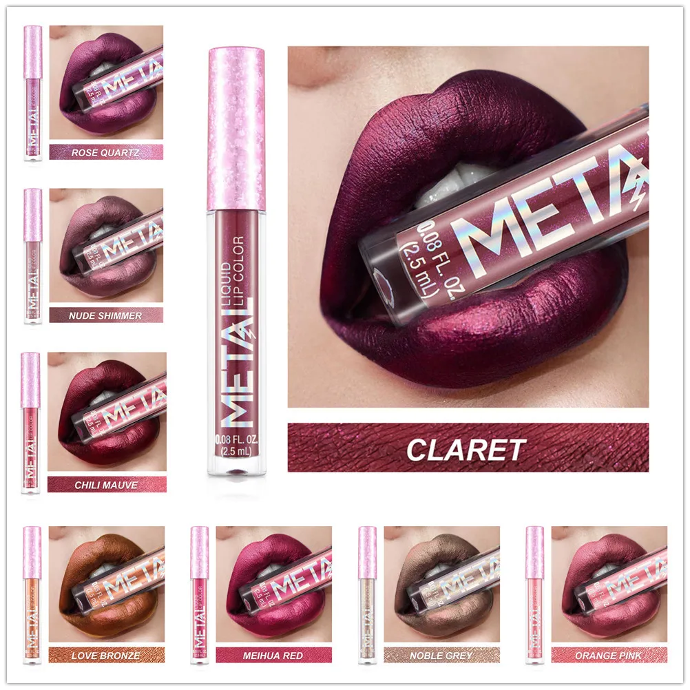 Description Picture 4 of item12 Colors Metal Glitter Liquid Lipsticks Waterproof Nude Matte Lip Gloss Long-lasting Not Fading Lip Tint Makeup Cosmetic