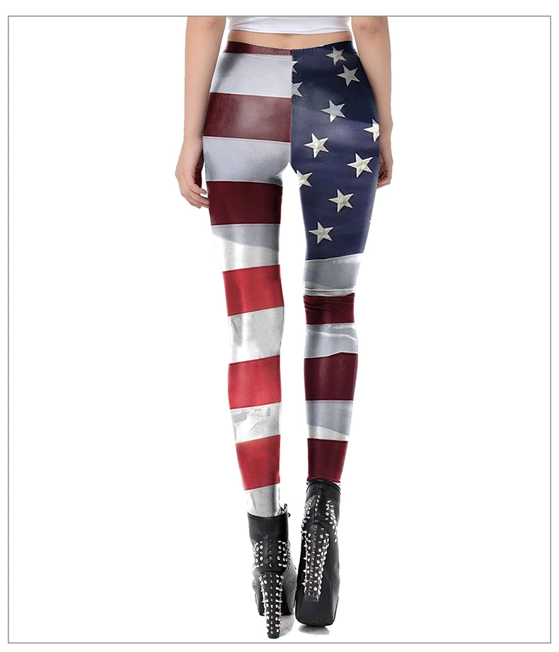 Description Picture 6 of item[You're My Secret] New Trend Women Legging High Waist Tights Sexy Pants Fitness Legins American Flag Skull 3D Print Legging